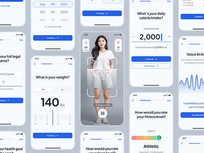 asklepios v2: AI Health & Wellness App - Smart Assessment UIUX ai health assistant ai health companion ai healthcare app assessment blue clean digital health app fitness ui kit health assessment health tracker app health ui healthcare app healthcare ui kit minimal mobile app modern ui kit virtual care wellness app wellness ui kit