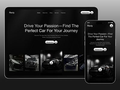 Revly – Drive Your Passion/Website car dark design graphic design headershot landing page logo luxury modern design productdesigtn responcive ui ux websit design