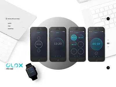 CLOX app mockup clox photohop time.mobile watch
