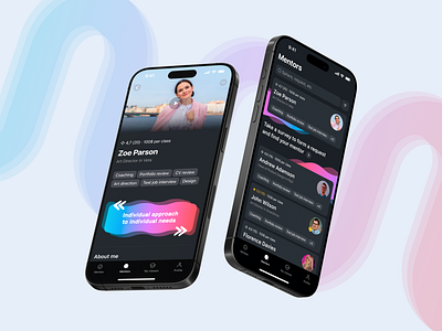 Mentor Search iOS Mobile App app design classes concept dark theme edtech ios ios app ios design mentee mentor mobile mobile app ui