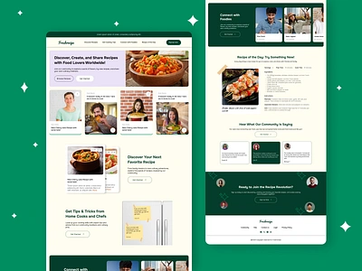Freshrecipe - Landing page for food community branding design food inspiration landing page ui web design web design services website