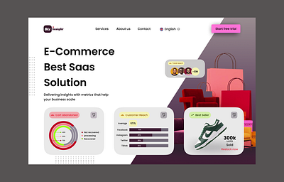 E-commerce Saas solution e commerce hero section landing page saas ui