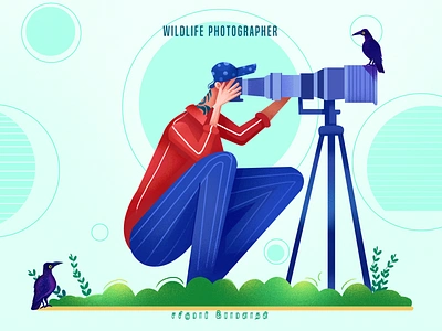 Wildlife photographer cartoon illustration character illustration digital painting illustration trending design trending illustration villagelife wildlife photographer world famous illustration