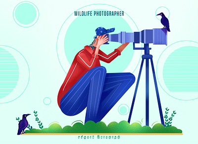 Wildlife photographer cartoon illustration character illustration digital painting illustration trending design trending illustration villagelife wildlife photographer world famous illustration