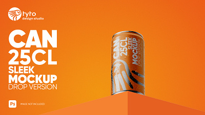 Can Mockup 25cl Sleek Drop Version Hero 3d beer blende 3d branding can design graphic design illustration label label design logo motion graphics orange package design packaging photoshop