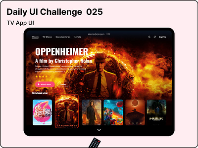 Challenge #025 - TV App UI | Daily UI appdesignchallenge autolayout creativedesign dailyui designchallenge interactivedesign interfacedesign mobileappdesign modernui movieapp moviestreaming posterhighlight streamingapp trendingnow tvapp uidesign userexperience userinterface uxdesign webdesign