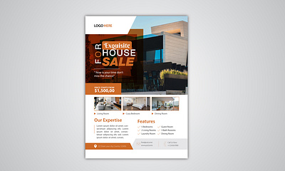 Modern Real Estate Flyer Design | Orange Theme branding design foyer home buyer home seller minimal modern flyer orange real estate flyer real estate flyer design template