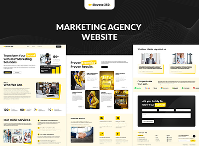 Marketing Agency Website (Elevate 360.) adobephotoshop adobexd agencywebsite appui branding dashboarddesign design dribble figma figmadesign landingpage landingpagedesign marketingagency responsibedesign uidesign uiux ux webdesign websitedesign xd