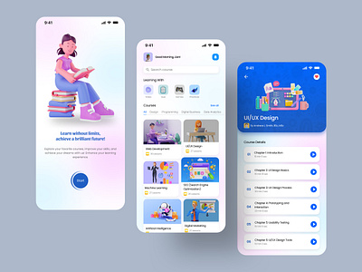 E-Learning Mobile App Design 3d education educationmobileapp educationmobiledesign elearningapp mobile mobileapp mobiledesign ui ux