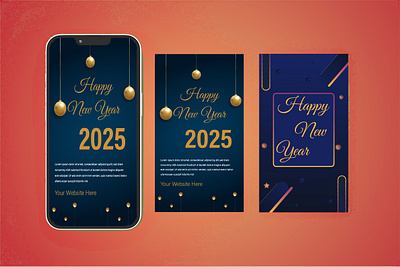 Happy New Year 2025 Instagram Story 3d art christmas christmas cards design graphic design happy new year illustration illustrator new year new year cards vector