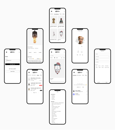 Digital fashion e-commerce UI wireframes digital fashion e commerce minimalism profile page uxui web3 wireframes