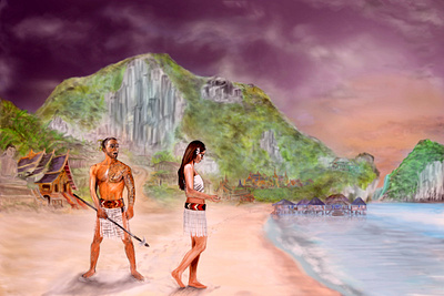 Tropical Beach | Illustration, Concept Art adobe photoshop beach concept art digital painting exotic illustration indigenous landscape maori painting photoshop poster design travel travels tropical wanderlust