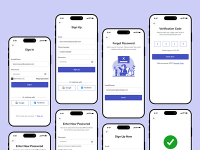 Login and Sign up Screens android app app design enter your otp forgot password illustration ios login login screen mobile mobile design mobile ui onboarding otp signup splash ui ui design welcome