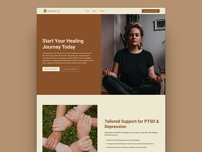 Therapist - Home Page beige brown landing page therapist therapy ui web design