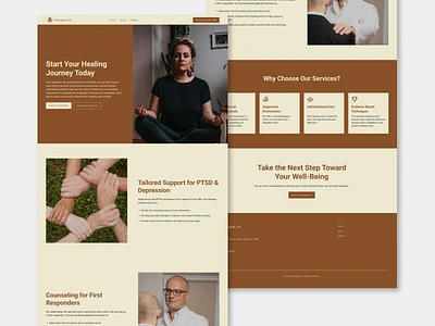 Therapist beige brown landing page therapist therapy ui web design