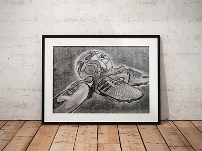 Fútbol (Charcoal drawing) charcoal drawing reductive process