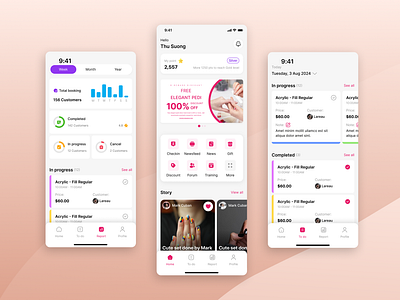 Nailvana App UI kit | Nail Booking Management App booking app figma management mobile app nail nail app nail booking ui ui design ui kit