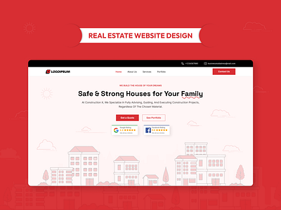 Real Estate Website UI: Building Safe & Strong Homes corporate creative design figma graphic design herosection ui landing page minimalist modern ui uiux website