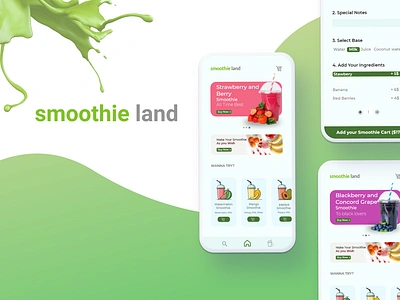 Smoothie App UI Design app app ui design examples branding design ecommerce food app fruit juice illustration interface design juices mobile design product design recipe app smoothie app smoothie bar design ideas smoothie builder app typography ui ui app design figma user interface