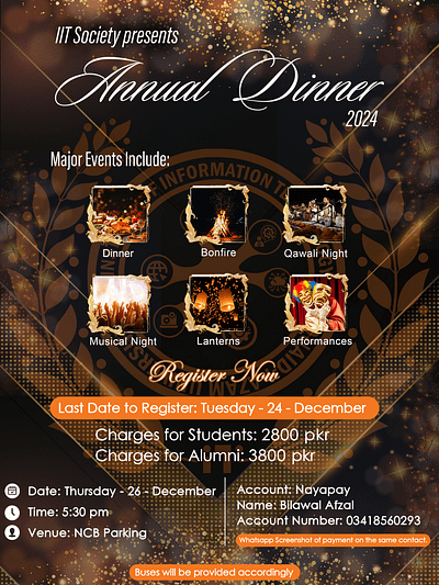 Annual Dinner Poster for IIT Society 2024 ali zain annual dinner beautiful poster dinner poster instagram post methezain poster social media post technologist