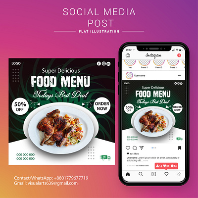 Food Social Media Post Design ads design burger cafe social media design design facebook flyer food food instagram templates graphic design instagram linkedin logo post restaurant marketing design social media post design thumbnail design ui unique