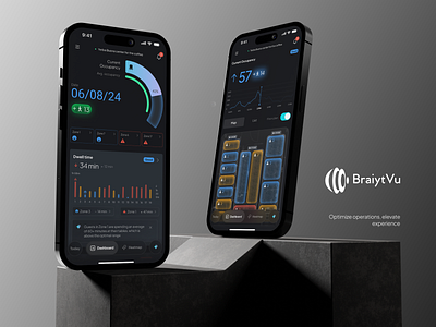 AI-Powered App for B2B Space Management - BraiytVu App Design. ai android app design b2b dashboard design solution freelance heatmap ios management mobile monitoring product design responsive restaurant saas tech technology ui ux