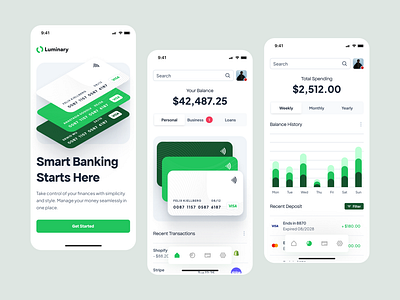 Digital Wallet App - UI Exploration app design finance green minimalist mobile mobile design ui ux wallet