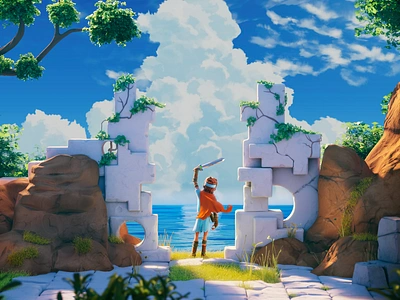 Heroic 3D Game Environment – Rime-Inspired Stylized World 3d 3d artist 3d modeler 3denvironment 3dgameart animation blender conceptart environment fantasyworld game gameenvironment illustration stylized stylizedart stylizedenvironment substancepainter ui ux