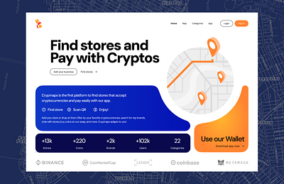 Crypmaps - The cryptocurrency map app. 2025 app bitcoin branding crypto cryptocurrencies design digital digital currency ewallet figma innovative innovative design. map nextjs react react native redesign ui ux