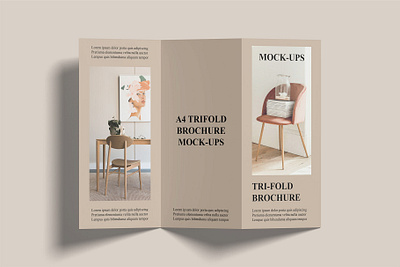 Trifold Brochure Mockup brochure furniture graphic design mockup trifold