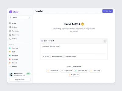 AI-Powered Dashboard with Chat Interface ai bootstrap chat dashboard gpt modern prompt sidebar