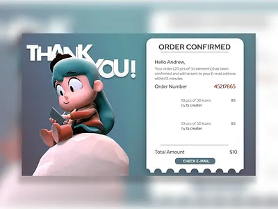 Order Confirmed Page UI Design 3d checkout confirmation confirmation ui design e commerce design e commerce ui modern ui order confirmed page order success page order summary page post purchase ui purchase confirmation thank you page ui design ux design