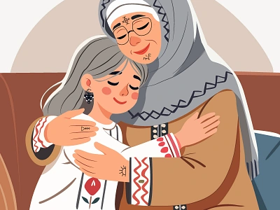 Grand Mother Love ❤️ 2d artwork adobe illustrator art hug art love character design digital illustration grand mother illustration illustration vector illustration