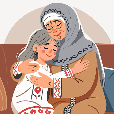 Grand Mother Love ❤️ 2d artwork adobe illustrator art hug art love character design digital illustration grand mother illustration illustration vector illustration