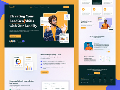 Full Landing Page Design - Leadify ✨ branding creative design crm crm template crm web design design full wesite hero landing page lead generation responsivedesign saas saas web design startup ui uiux ux web design website website design