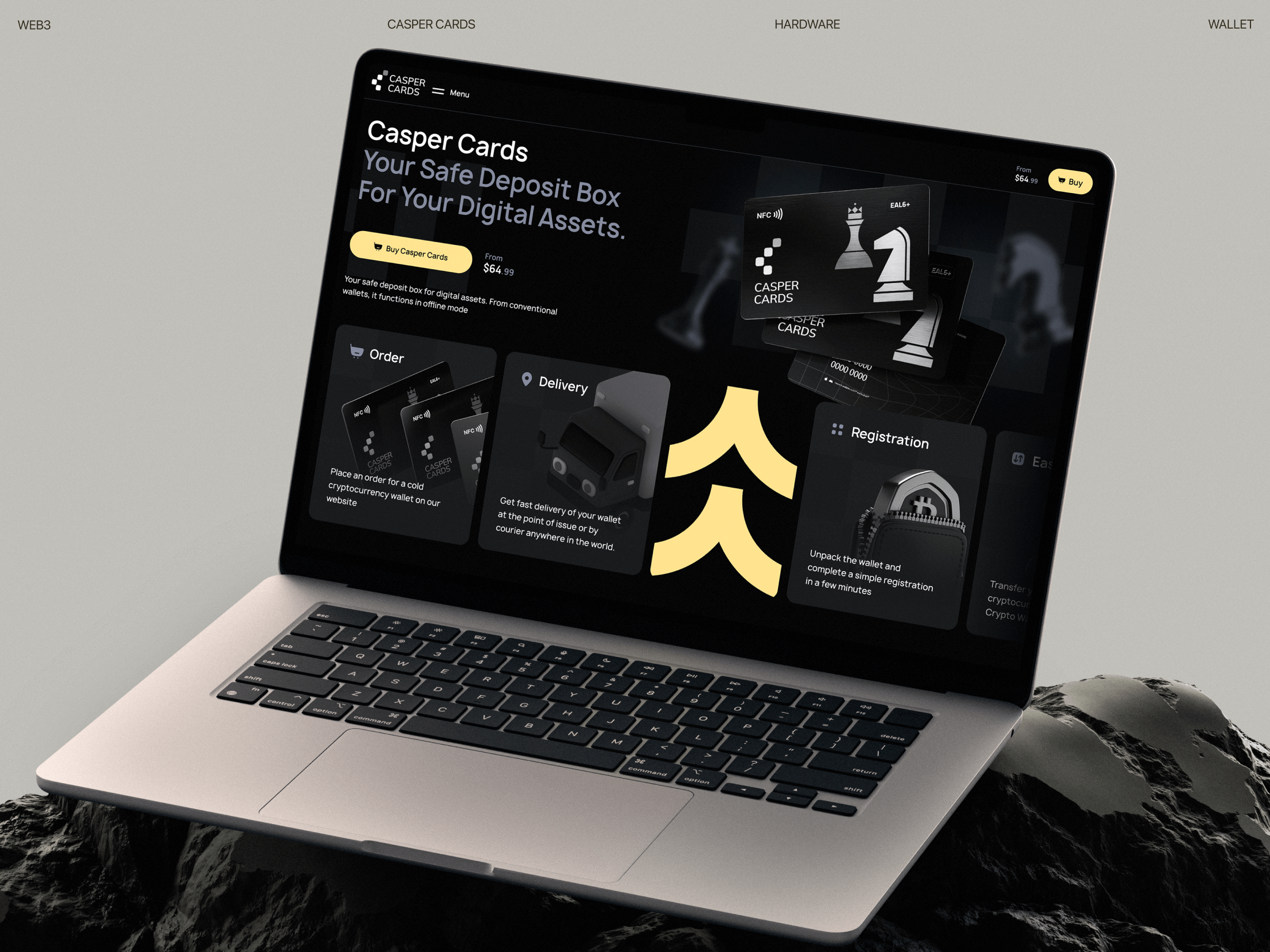 Example of Casper Cards: Landing Page Crypto Wallet