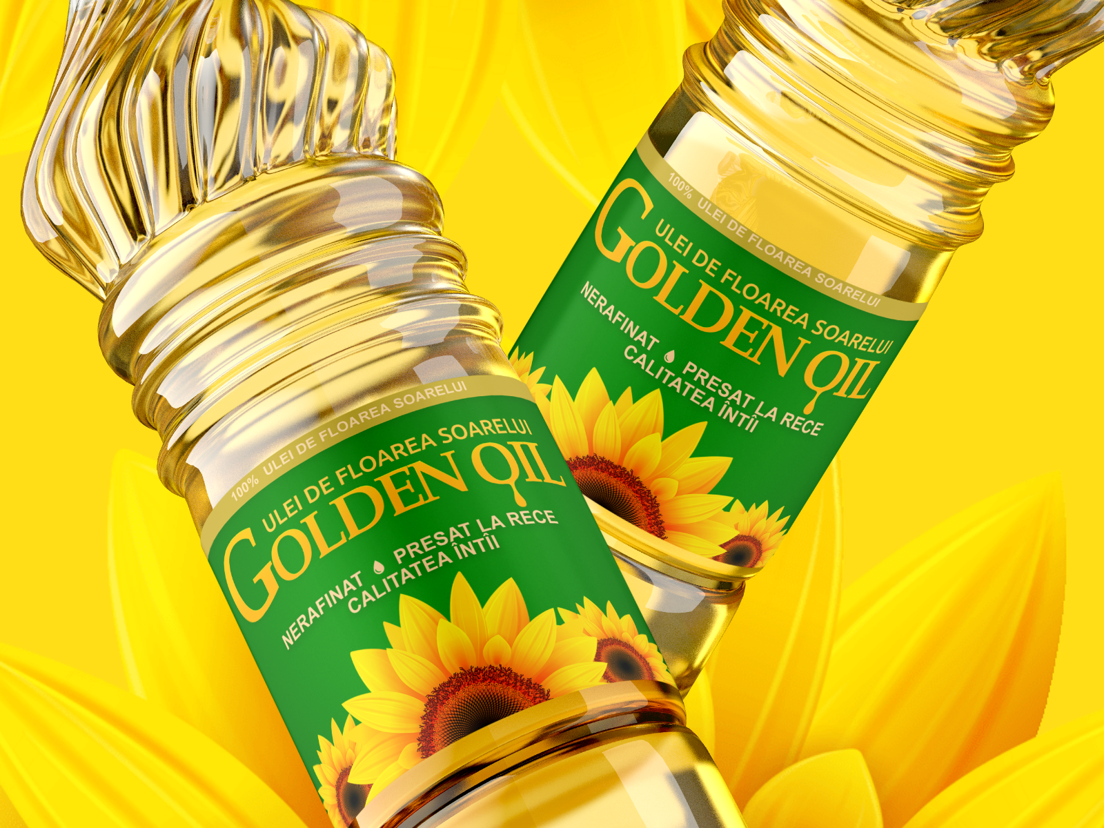 Golden Oil - Sunflower oil label design branding graphic design label design