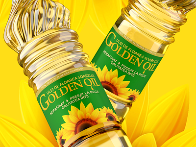 Golden Oil - Sunflower oil label design branding graphic design label design