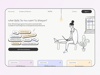 Techie - Education , E-learning, Website Design e learning education interface learning study studyplatform ui ux uxui webdesign websiteforeducation