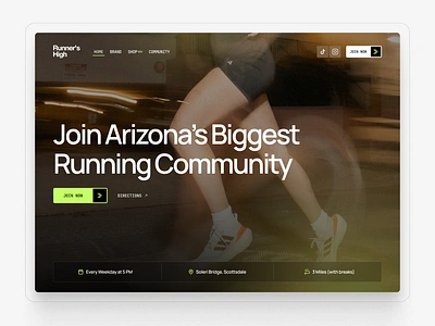 Run Club Hero Section active anti hero arizona figma fitness flat graphic design green hero landing lifestyle minimal modern navbar running sleek sports ui web design workout