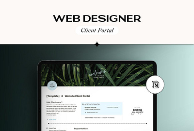 Notion Client Portal Project Planner aesthetic notion brand designer brand strategist client onboarding creative agency customer journey design agency freelance designer graphic designer notion client portal notion crm notion template notion website design project management