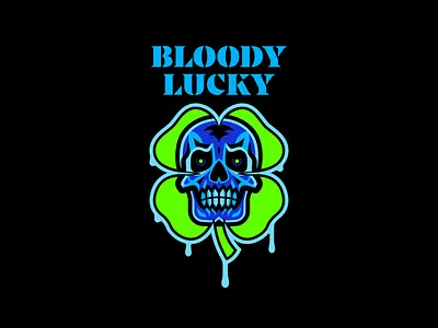 Bloody Lucky branding design graphic design horseshoe illustration illustrator logo luck shamrock skull vector