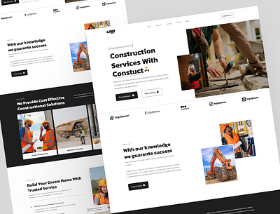 Construct Landing Page Design architecture building construction house landing page property real estate uiux web design website