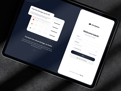 Log In • cloudybox animation autoslide dark design figma illustration in log login sign in simple slide system ui ux web white