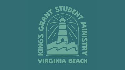 King's Grant Student Ministry Rebrand Logo beach bible block blue brand identity branding camp christian church graphic design illustration lighthouse logo logomark ministry student surf surfboard surfing waves