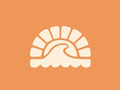 Sun and Wave Illustrated Logo apparel beach beige branding coastal graphic design icon logo logomark minimal orange playful simple sun sunset surf wave white