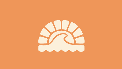 Sun and Wave Illustrated Logo apparel beach beige branding coastal graphic design icon logo logomark minimal orange playful simple sun sunset surf wave white