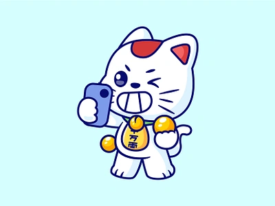 Turbo Granny 🐱 animal cartoon character cute dan dan dan icon illustration jaysx1 kawaii mascot pet selfie turbo garnny vector