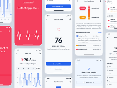 asklepios v2: AI Health & Wellness App - Heart Rate Monitor UIUX ai health assistant ai health companion ai healthcare app blue clean digital health app health tracker app health ui health ui kit healthcare app healthcare ui kit heartrate app heartrate tracker app heartrate ui minimal mobile app modern virtual care wellness app wellness ui kit