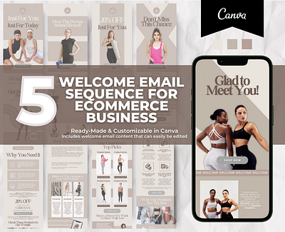 Editable Sportswear Welcome Email Sequence Template brand templates canva email canva template email marketing email templates klaviyo template mailchimp template newsletter template welcome email